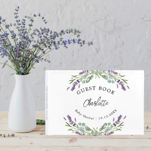 Babydusche Lavendel violette Blüten Eukalyptus Gästebuch