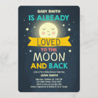 Babydusche Liebe Sie auf den Mond und die Rückenst