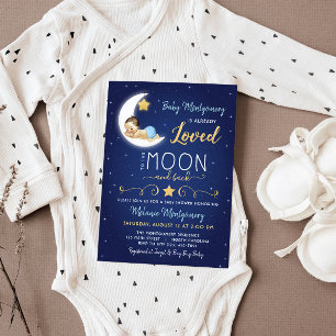 Babydusche Liebe Sie den Mond und die Rückseite Ei Einladung