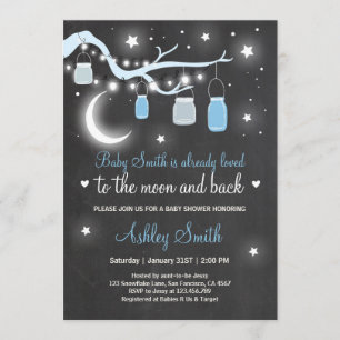 Babydusche Liebe zum Mond und zum hinteren Blue Bo Einladung