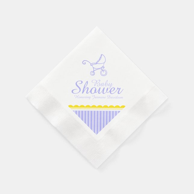 Babydusche lila blaue Papierserviette (Ecke)