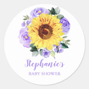 Babydusche Lila Blütenblume Personalisiert Runder Aufkleber