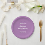 Babydusche Lila Minimalistische Teller<br><div class="desc">Baby Shower Gentle Lila Minimalistisch Paper Teller,  leicht zu personalisieren mit der Online-Personalisierung Vorlage vor der Bestellung.</div>