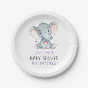 Babydusche Lila Papierplatte Pappteller