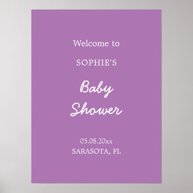 Babydusche Lila Willkommenspender Poster (Vorne)