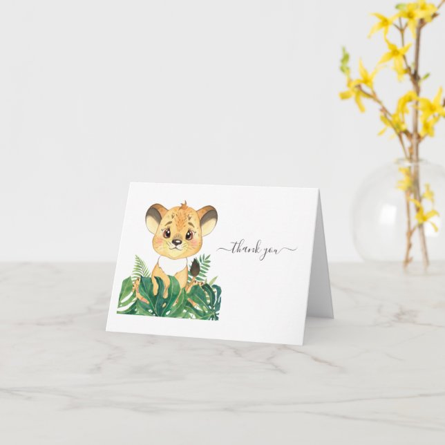 Babydusche Lion Jungle Wasserfarbkarte Karte (Gelbe Blume)