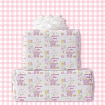 Babydusche Mädchen Pink Bassinet Name und Text hin