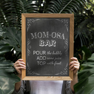 Babydusche MAMA OSA BAR Weiße Blume Chalkboard Poster