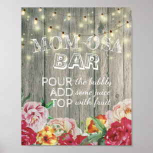 Babydusche MAMA-OSA BAR Zeichen Blume Holz Leuchte Poster