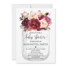 Babydusche Marsala Floral Mason Jar Country Chic