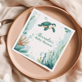 Babydusche Meeresschildkröte Wasserfarbe Serviette