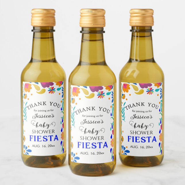 Babydusche mexikanische Fiesta Mini Flasche Weinet Weinetikett (Flaschen)