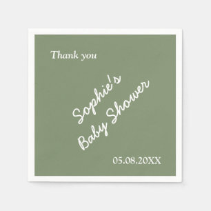 Babydusche Minimalistisch Sage Grünbuch Napkins Serviette