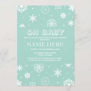 Babydusche Minze Gender Reveal Schneeflocken Einladung