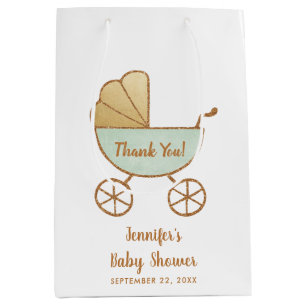Babydusche Minze Retro Carriage Danke Niedlich Mittlere Geschenktüte
