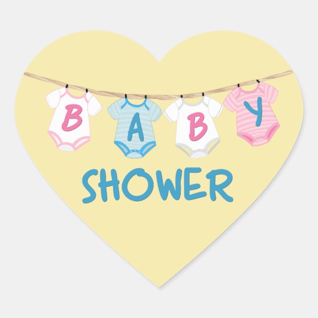 Babydusche mit Baby-Kleidung Herz-Aufkleber (Vorderseite)