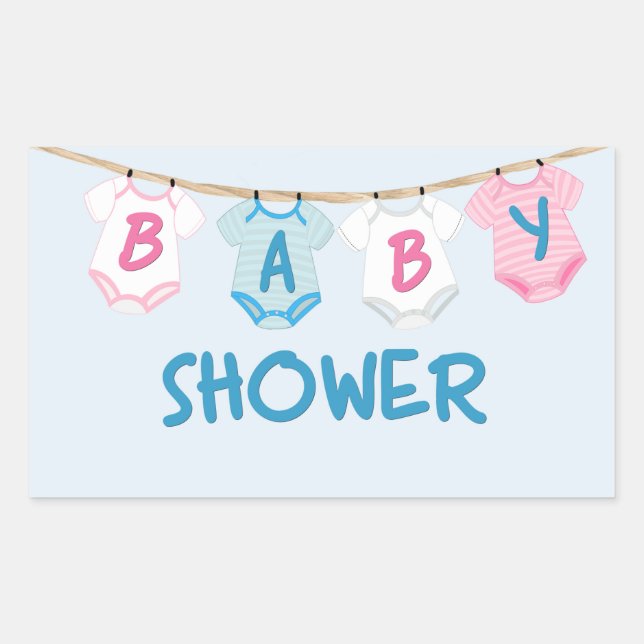 Babydusche mit Baby-Kleidung Rechteckiger Aufkleber (Vorderseite)