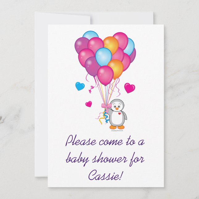 Babydusche mit Balloons Einladung (Vorderseite)