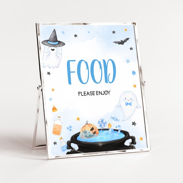 Babydusche mit Boo-y Halloween Poster (Blue Oh Sheet Baby Shower Food Sign)