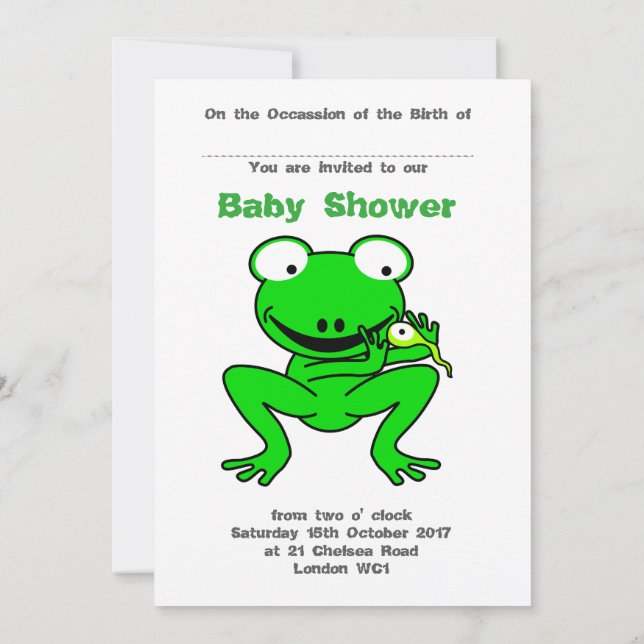 Babydusche mit Froschspeck und Kaulquappe Einladung (Rückseite)