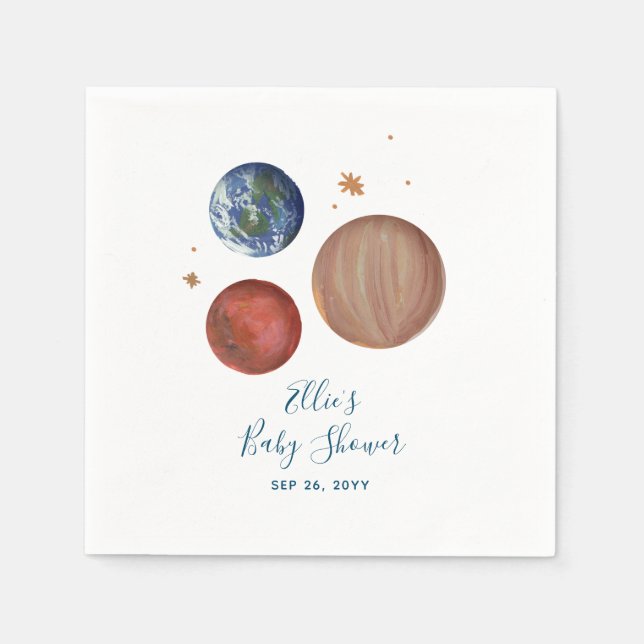 Babydusche mit gestrichenen Planeten Serviette (Vorderseite)