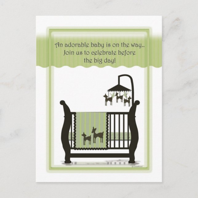 Babydusche mit Hirscheinladung Postkarte (Vorderseite)