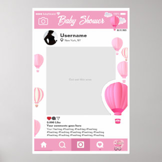 Babydusche mit individueller Selfie-Rahmen Globos  Poster