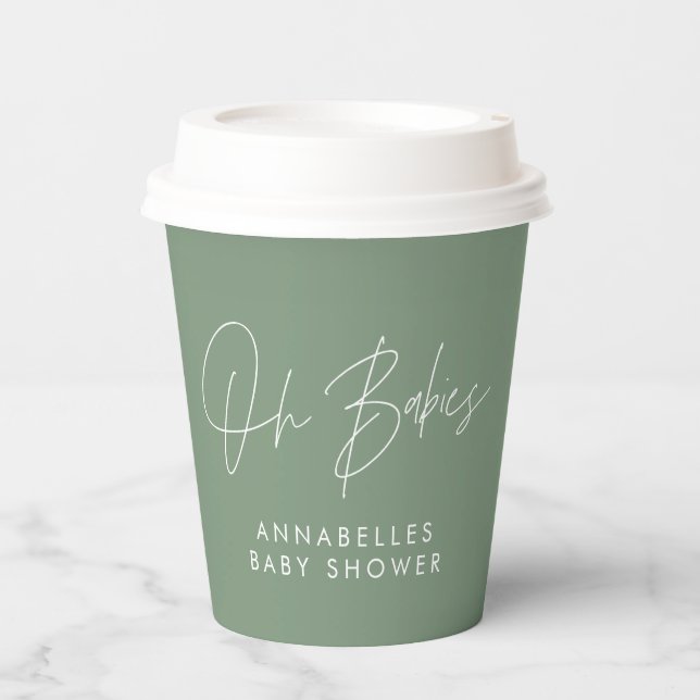 Babydusche mit modernem Braun elegant Pappbecher (Vorderseite)