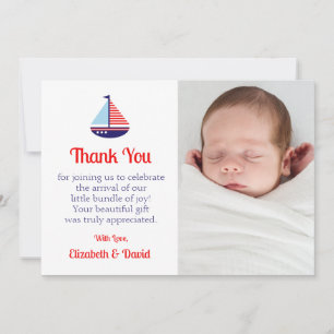 Babydusche mit Nautical Sailboat Dankeskarte