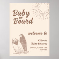 Babydusche mit neutraler Minimal-Boho Surfboard Be
