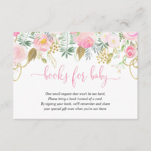 Babydusche mit rosa und goldfarbenem Blumenmotiv - Begleitkarte