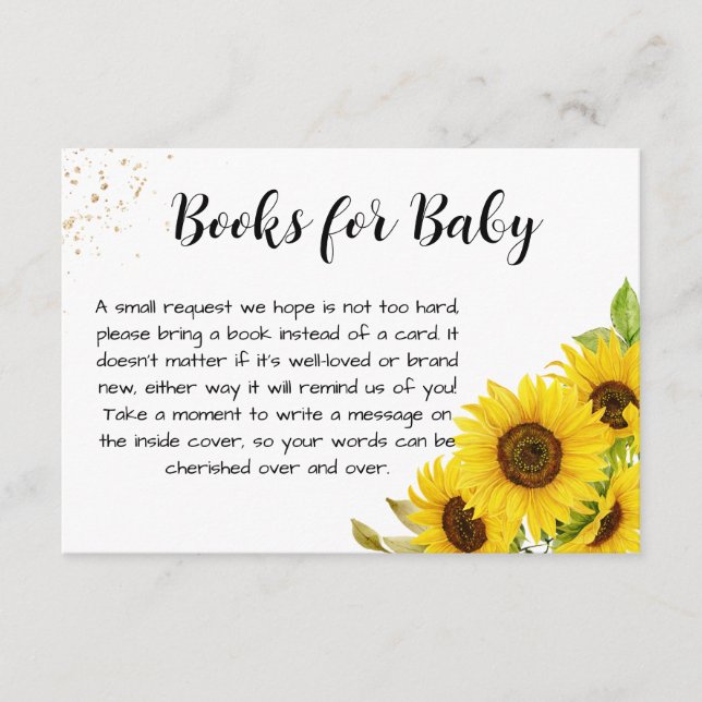 Babydusche mit Sonnenblumen Begleitkarte (Vorderseite)