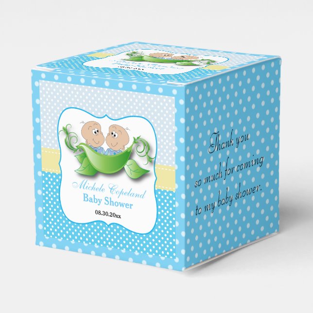 Babydusche mit zwei Erbsen in einem Pod Geschenkschachtel (Vorderseite)