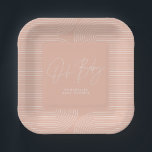 Babydusche moderne rosa pfirsichfarbene, elegante  pappteller<br><div class="desc">Baby Dusche Drehbuch geometrische moderne Baby rosa pfirsichfarben mädchenhafte Party Einladung Design. Ideal geschlechtsneutrales Design.</div>