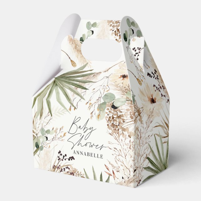 Babydusche moderne rustikale Pampas-Rasenpflanzen Geschenkschachtel (Vorderseite)
