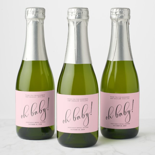 Babydusche Modernes Script Blush Vielen Dank (Flaschen)