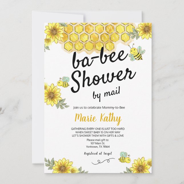 Babydusche Mommy-to-Bee per Post Einladung (Vorderseite)