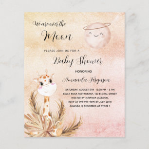 Babydusche-Mond-Pampas-Giraffe - Budget-Einladung Flyer