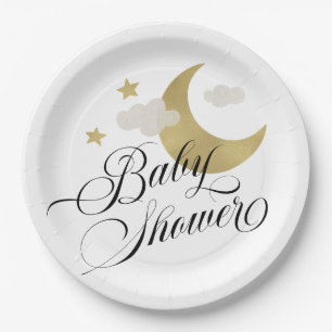Babydusche Mondstars und Wolken Pappteller