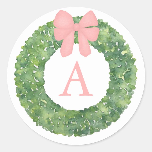 Babydusche Monogram Umschlag Aufklebers Baby Pink  Runder Aufkleber (Vorderseite)