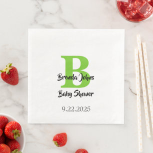 Babydusche Monogramm Name Grün Jungle Thema Serviette