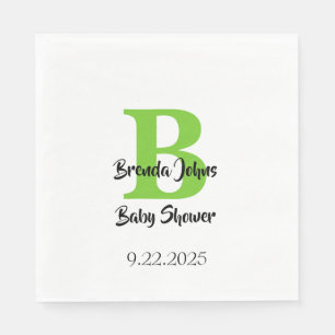 Babydusche Monogramm Name Grün Jungle Thema Serviette