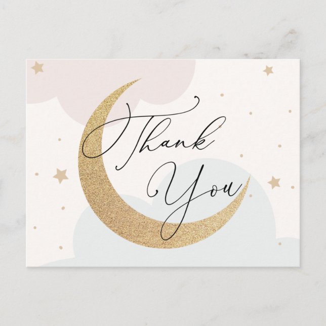Babydusche Moon and Stars Danke Postkarte (Vorderseite)