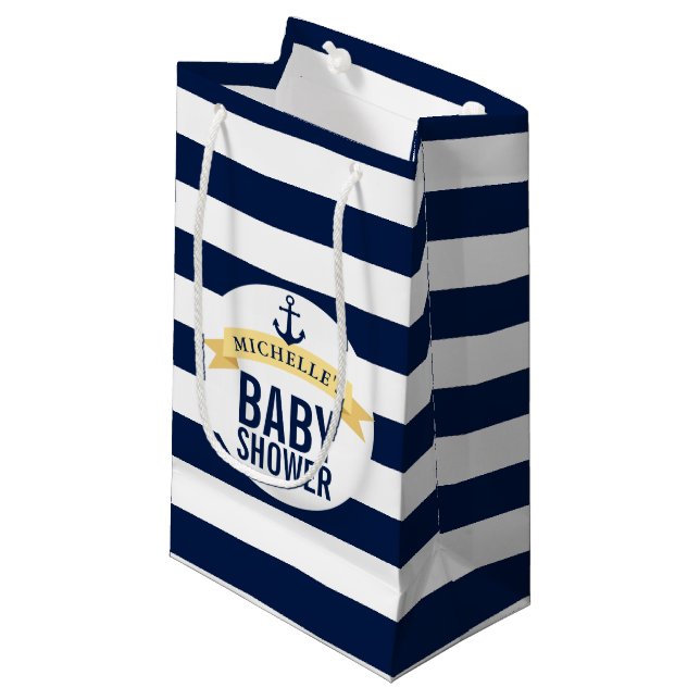 Babydusche nach Nautik Kleine Geschenktüte (Vorderseite Schrägansicht)