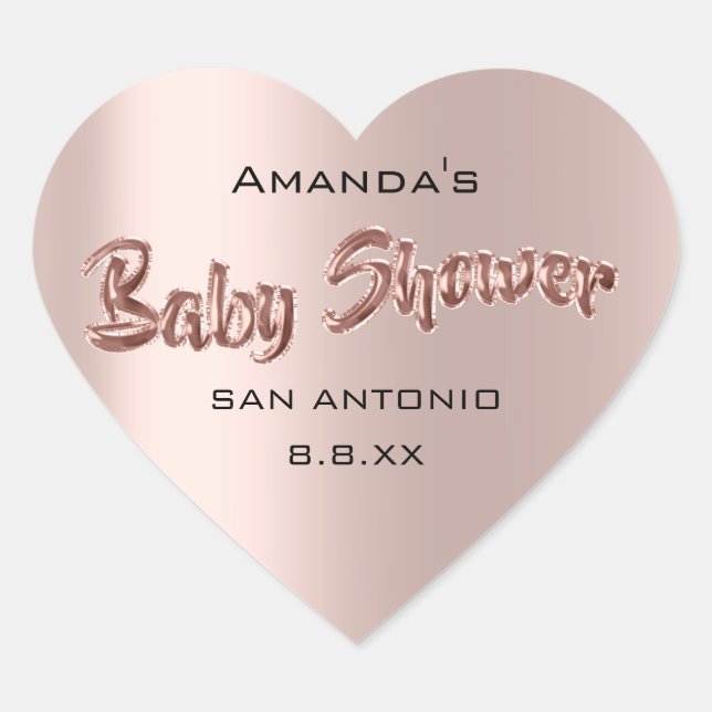 Babydusche Name Balloons Rose Hochzeit Herz-Aufkleber (Vorderseite)