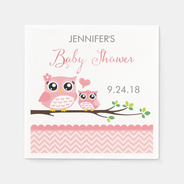 Babydusche Napkins | Benutzerdefiniertes rosa Zick Serviette (Vorderseite)