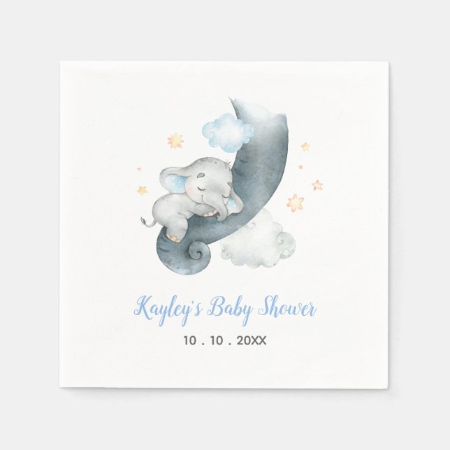 Babydusche Napkins (Blue Sleeping Elephant) Serviette (Vorderseite)