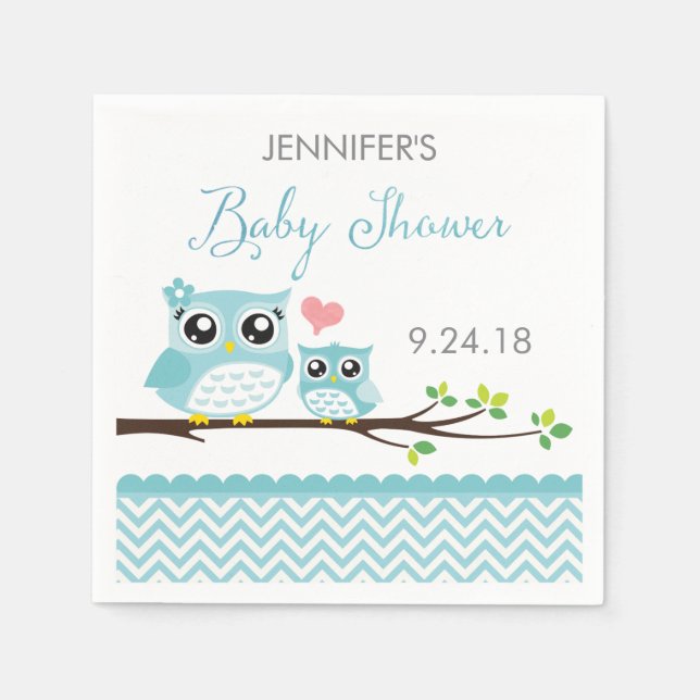 Babydusche Napkins | Blue Zickzack Boy Serviette (Vorderseite)