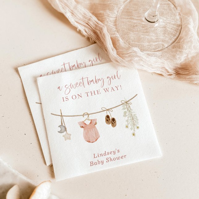 Babydusche Napkins, Boho Pink Girl Babydusche Serviette (Von Creator hochgeladen)