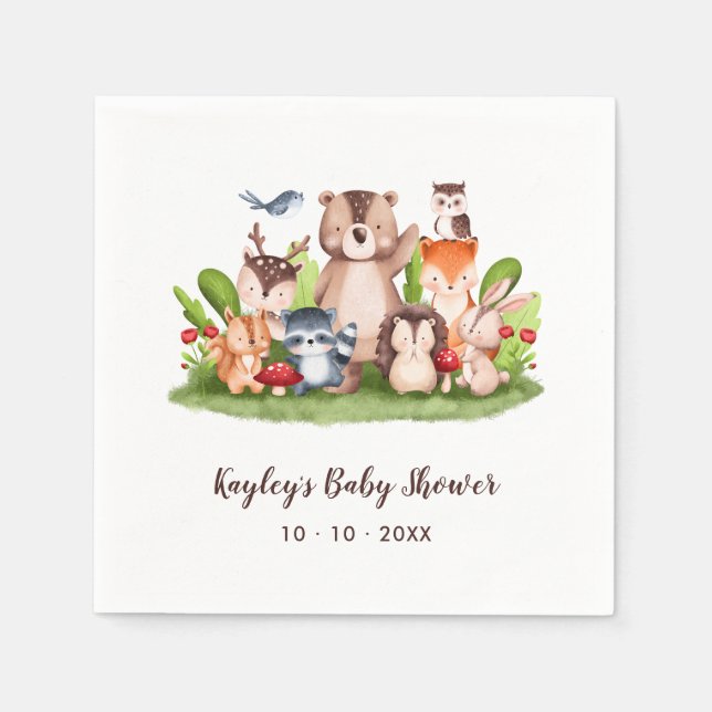 Babydusche Napkins Woodland Animals Forest Boho Serviette (Vorderseite)